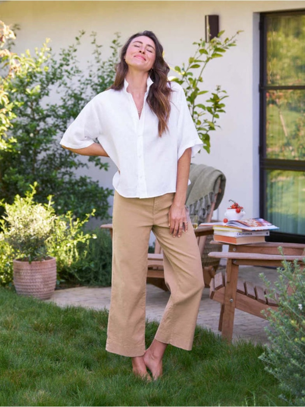 Frank & Eileen Wexford Wide Leg Crop Linen flax blend pants Tiramasu